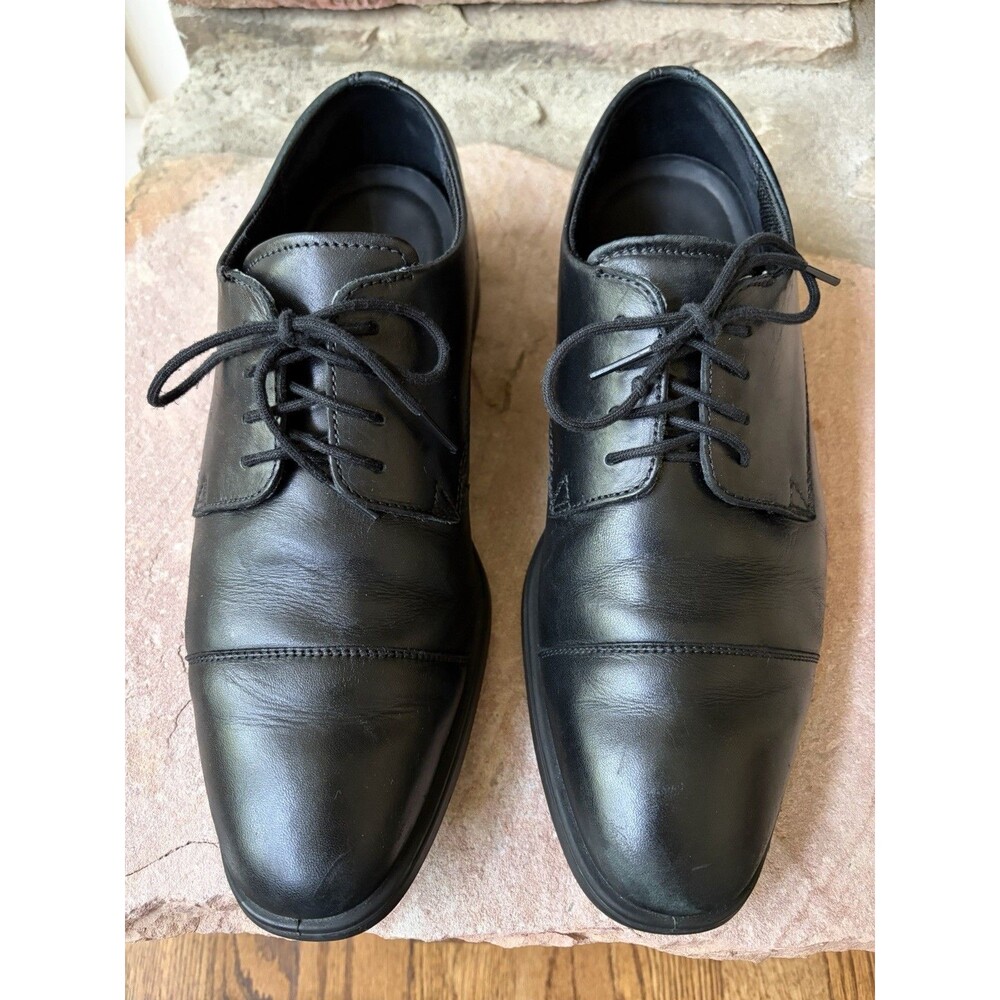 Ecco Melbourne Cap Toe Oxfords Men's Black Leather Shoes sz 44 US 10-10.5
